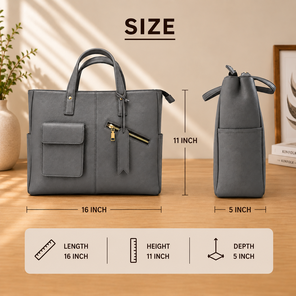 Structured Tote Bag - Grey