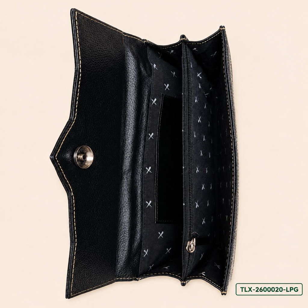 Color Panel Leather Purse