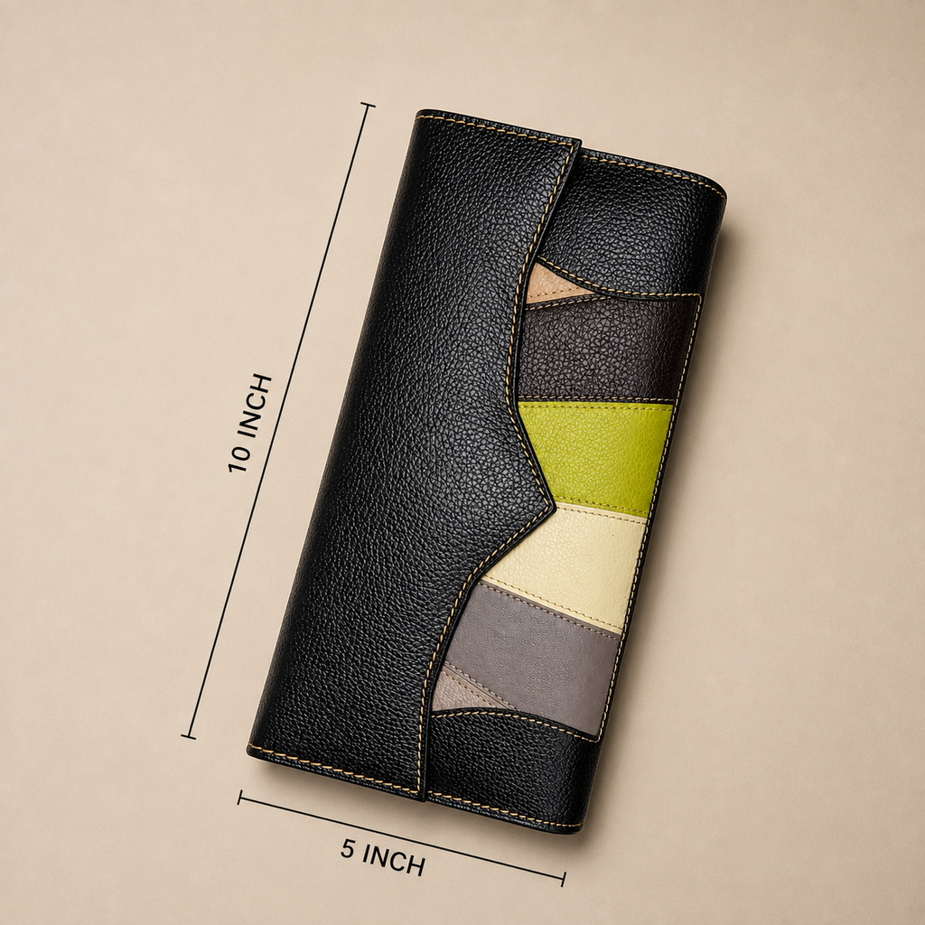 Color Panel Leather Purse