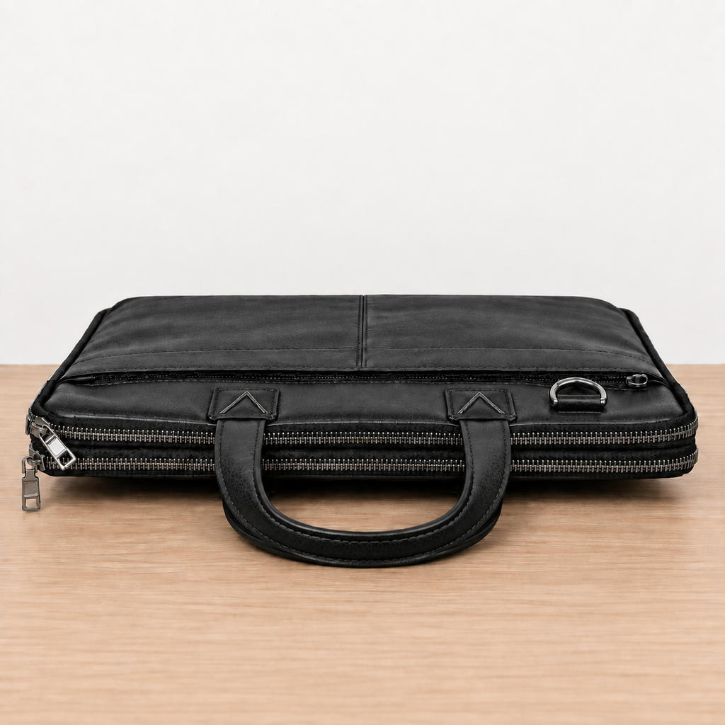 Leather Dual-Zip Work Bag