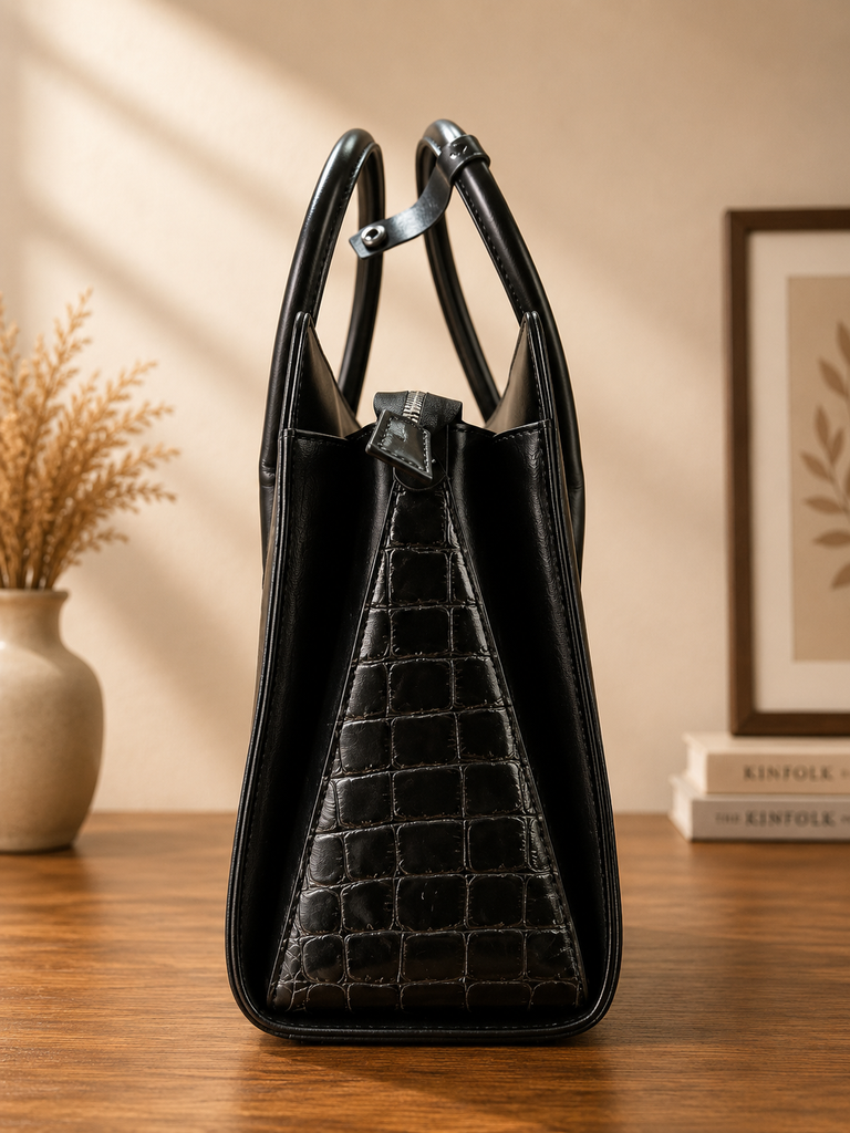 Crocodile Embossed Satchel Bag