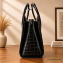 Crocodile Embossed Satchel Bag