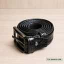 Crocodile-Pattern Leather Belt
