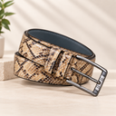 Luxury Python-Pattern Leather Belt
