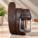 Classic Chocolate Embossed Leather Belt