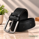 Classic Black Textured Leather Belt