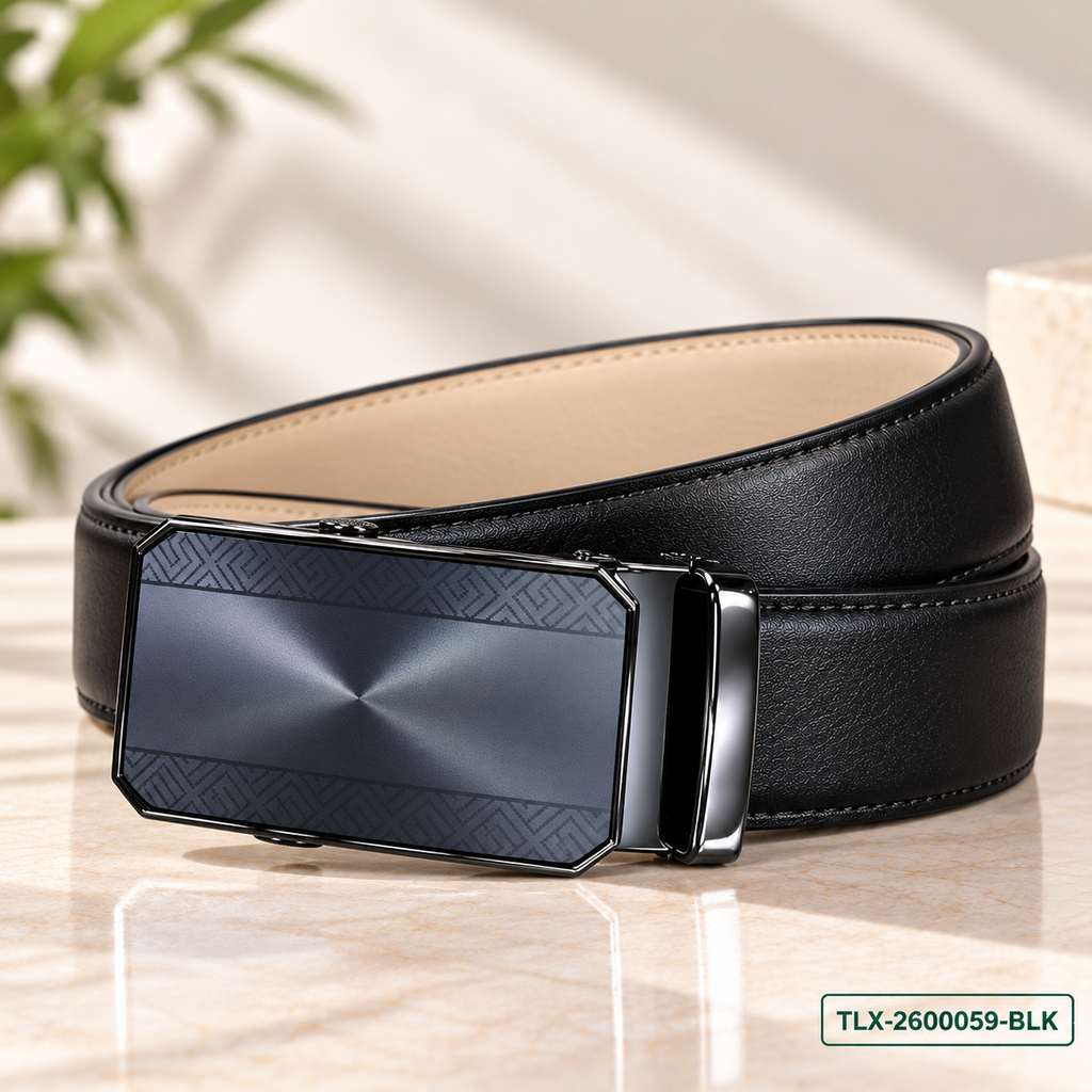 Premium Black Gear-Lock Leather Belt
