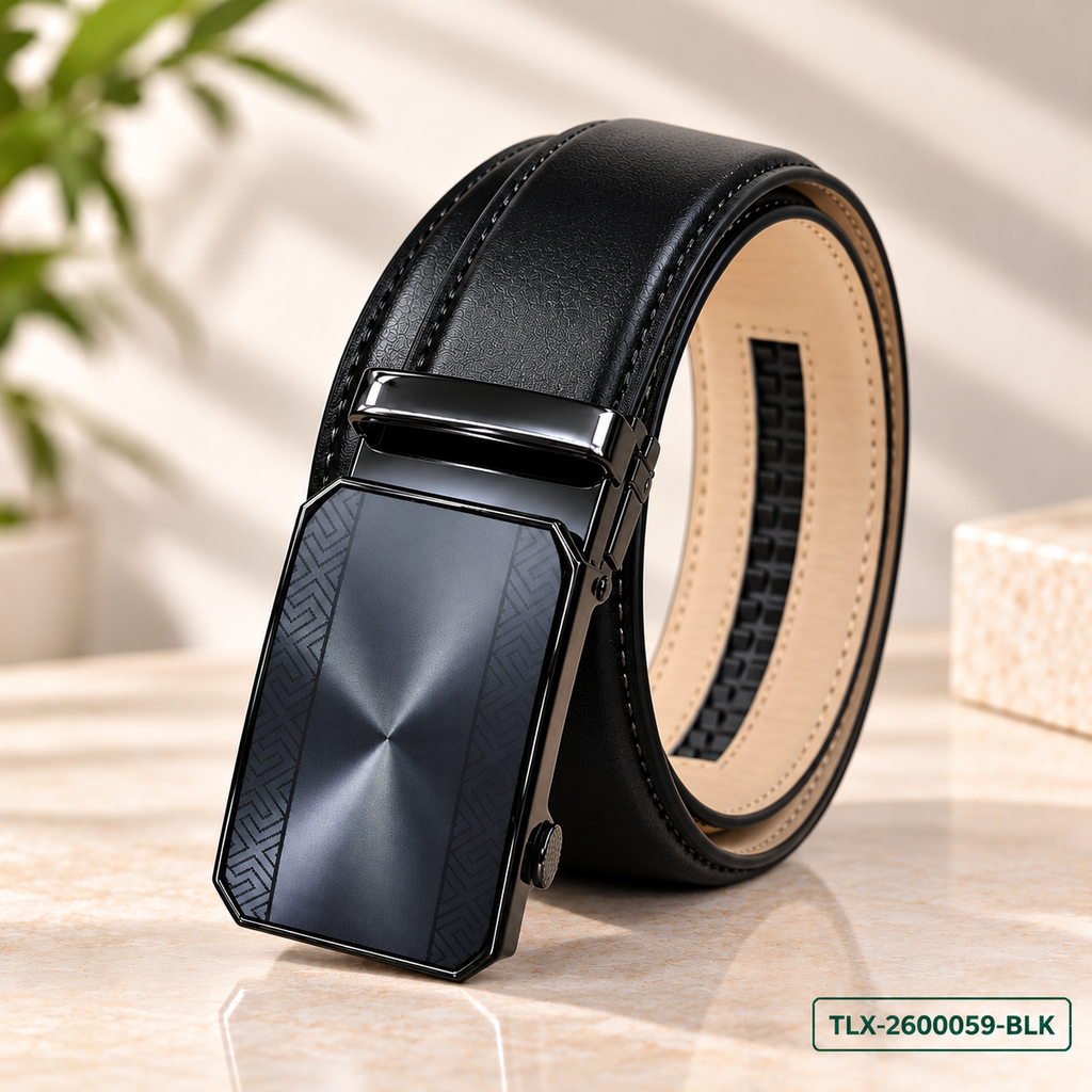Premium Black Gear-Lock Leather Belt