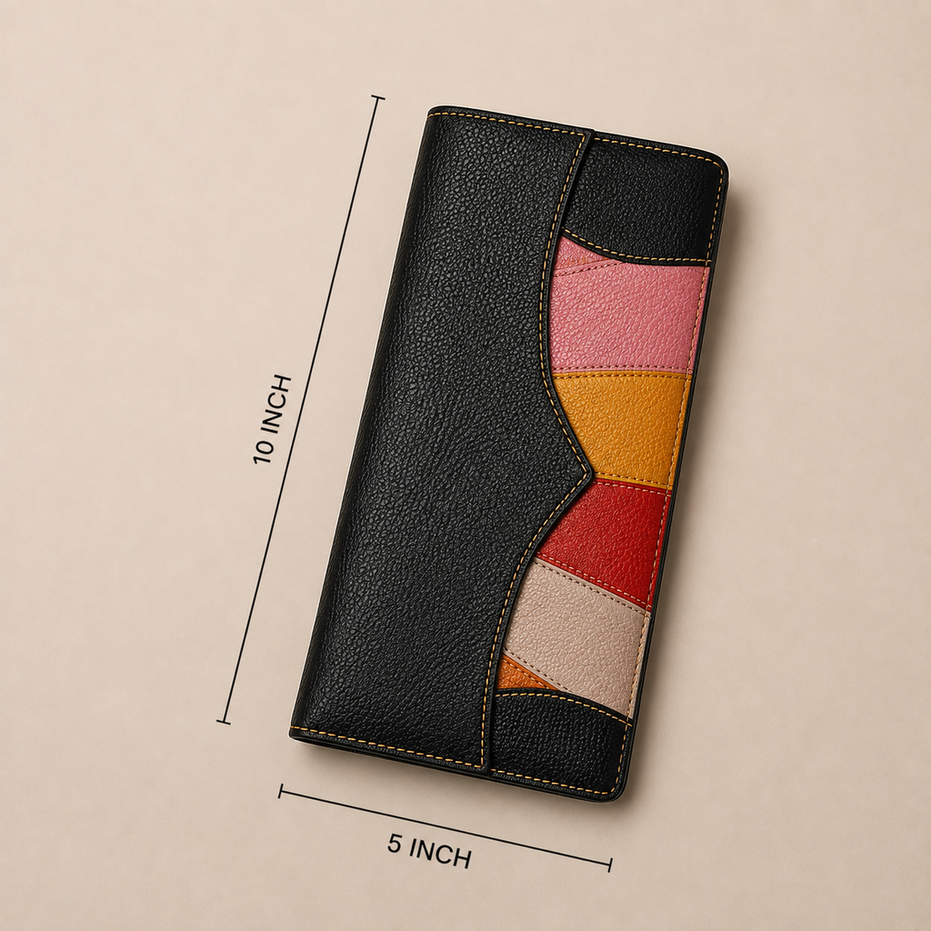 Color Panel Ladies Leather Purse