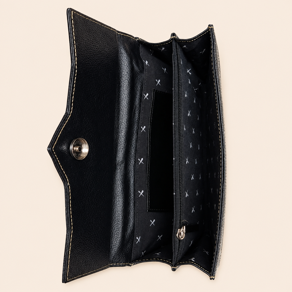 Black Multicolor Panel Ladies Purse