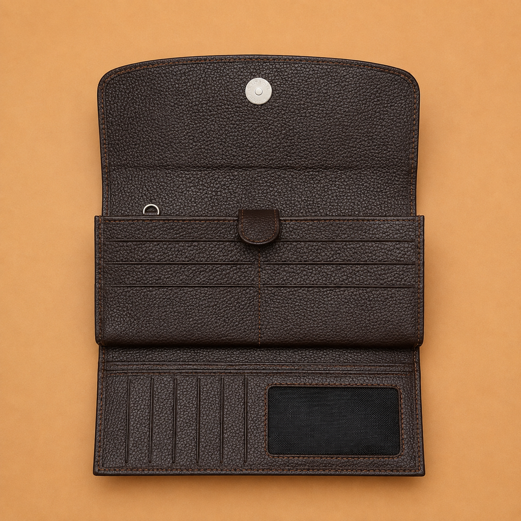 Leather Clutch Wallet - Dark Brown