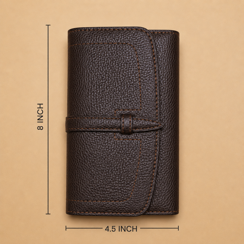 Leather Clutch Wallet - Dark Brown