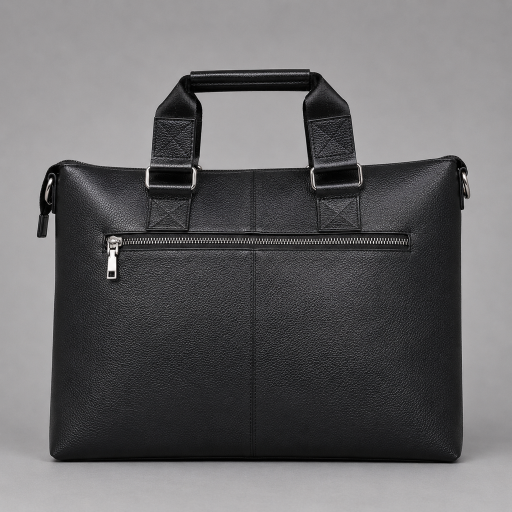Classic Leather Office Bag - Black