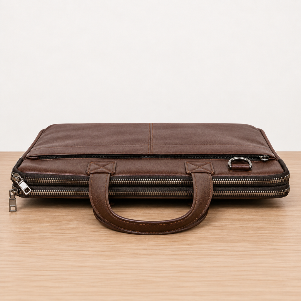 Leather Dual-Zip Work Bag