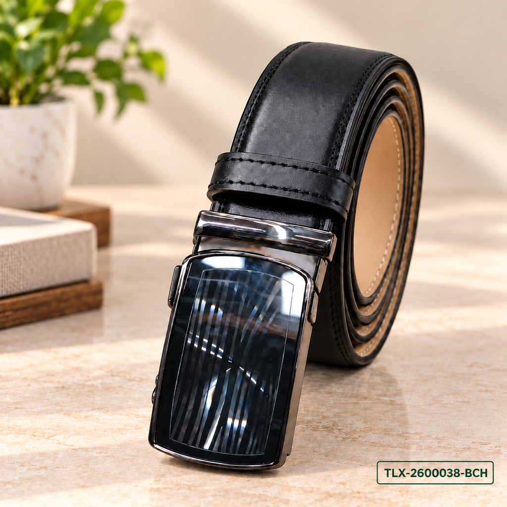 Premium Black Gear-Lock Leather Belt
