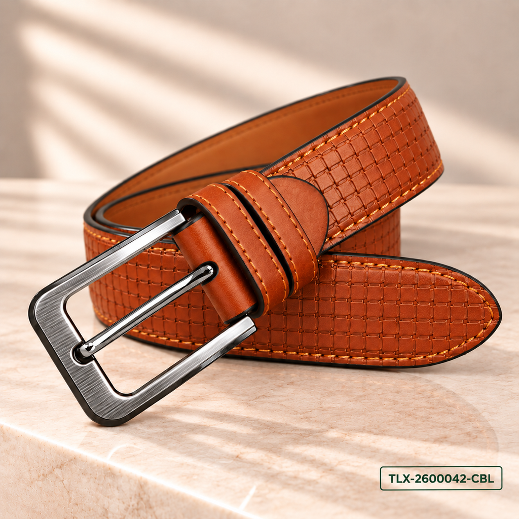 Executive Cognac Textured Leather Belt