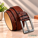 Executive Cognac Textured Leather Belt