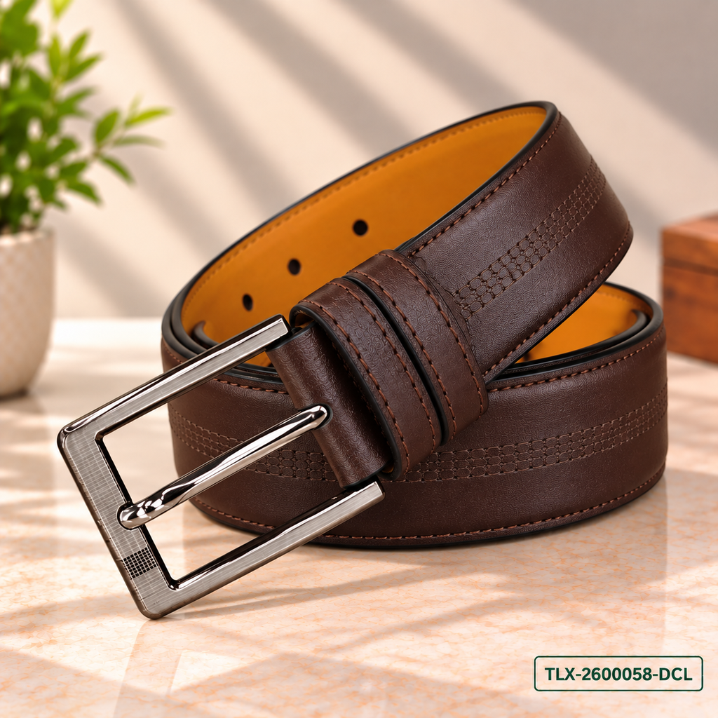 Dark Chocolate Classic Stitched Leather Belt