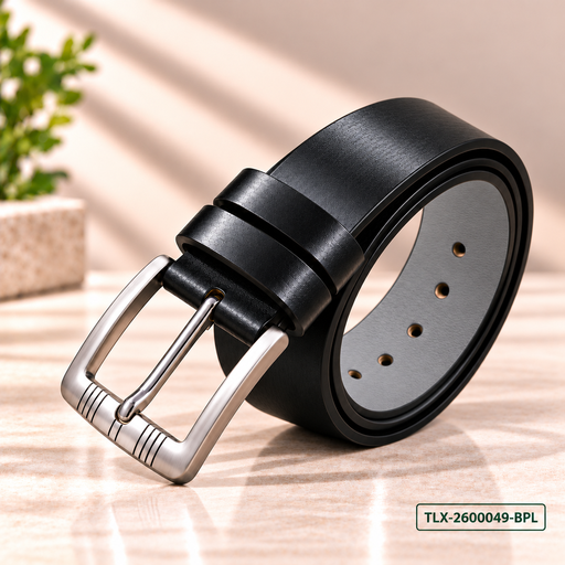 [TLX-2600049] Black Prestige Leather Belt
