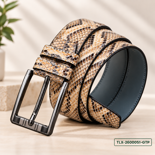 [TLX-2600051] Luxury Python-Pattern Leather Belt