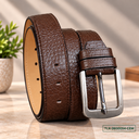 Classic Chocolate Embossed Leather Belt