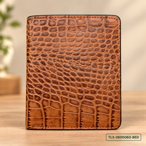 [TLX-2600060] Crocodile-Textured Bi-Fold Wallet