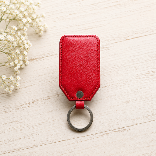 Leather Key Ring - Red