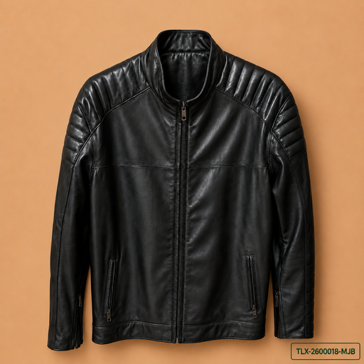 [TLX-2600018] Black Padded Leather Jacket