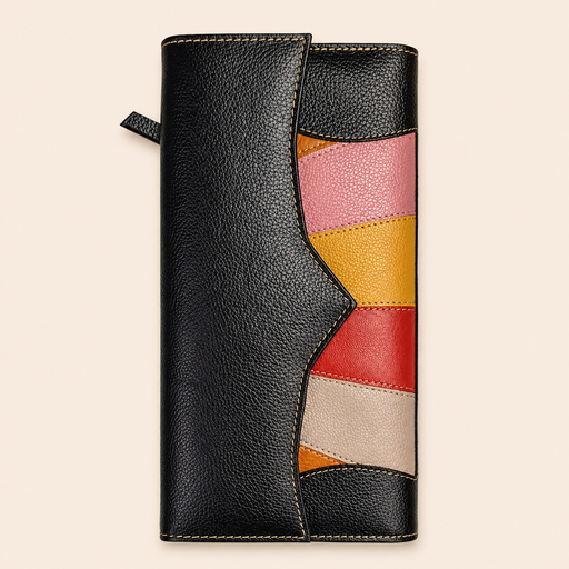 Color Panel Ladies Leather Purse