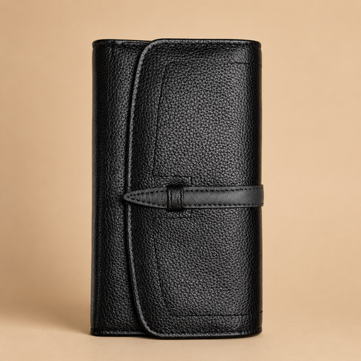 Leather Clutch Wallet - Black