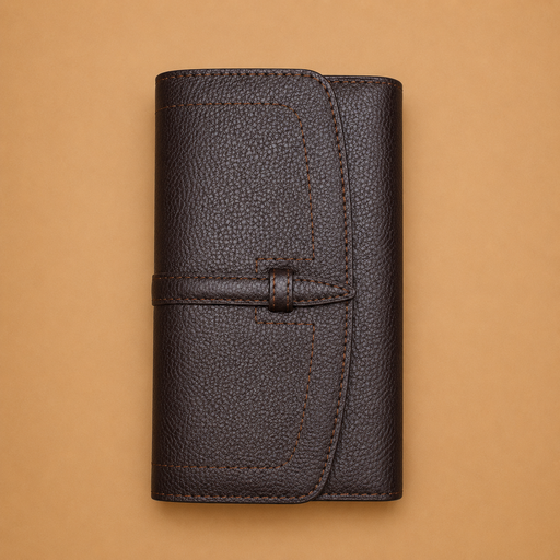 Leather Clutch Wallet - Dark Brown