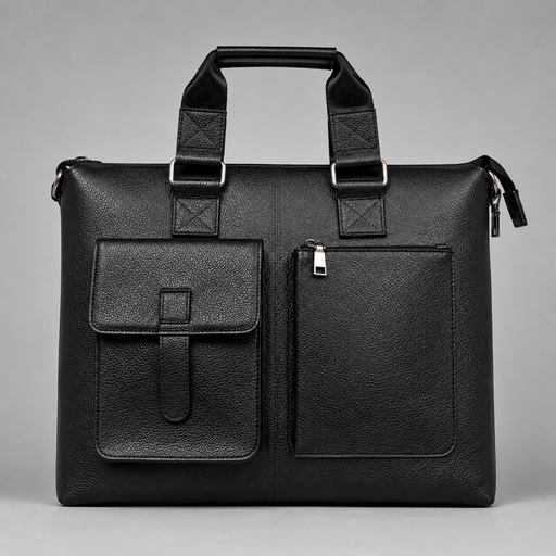 Classic Leather Office Bag - Black