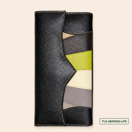 Color Panel Leather Purse